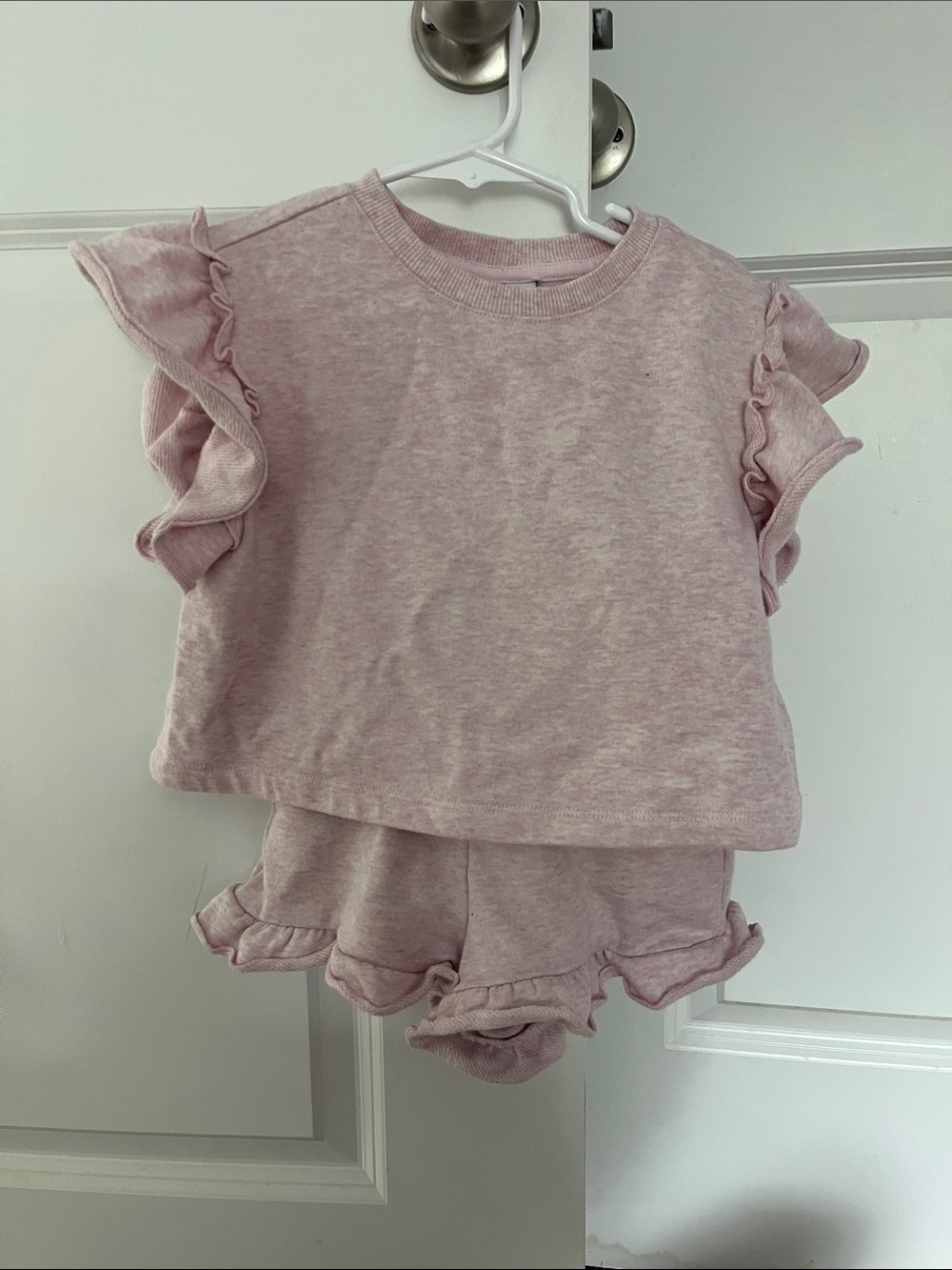 Janie and Jack Blush Pink Ruffle Sleeve Top & Shorts Set